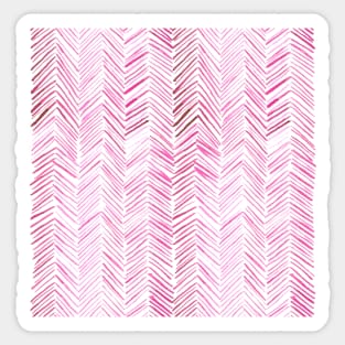 Watercolor Herringbone Pattern - Hot Pink Sticker